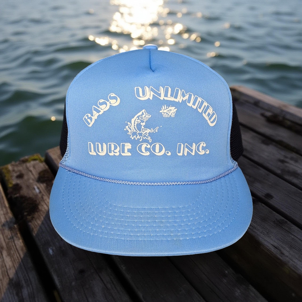Vtg Bass Unlimited Lures Snapback Trucker Hat